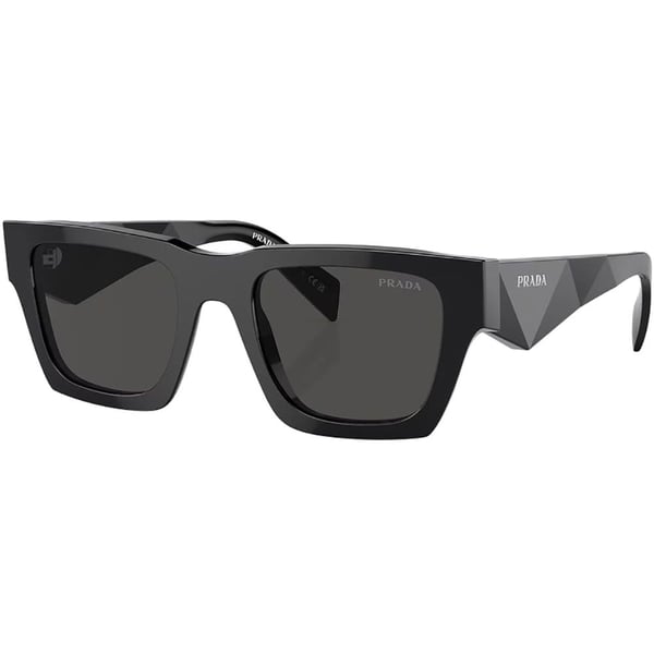 Prada 50 Black Irregukar Sunglasses For Men SPRA06S