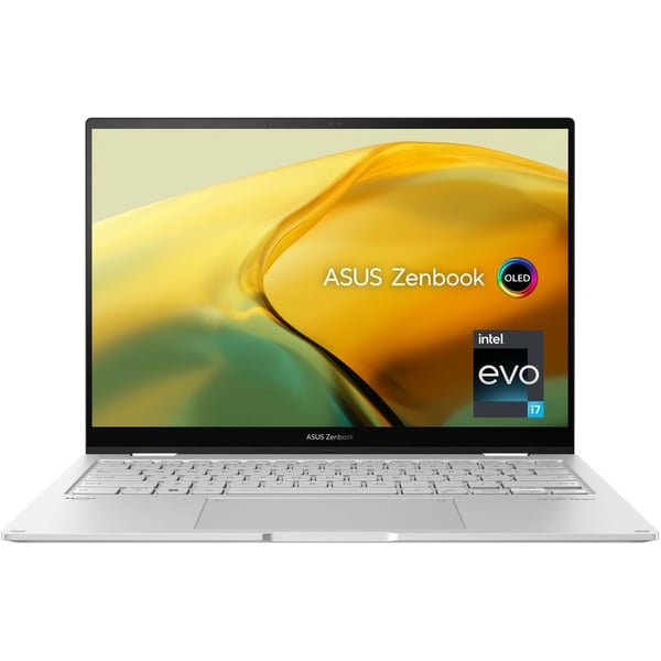 Asus Zenbook 14 Flip OLED 2-in-1 (2024) Laptop - 13th Gen / Intel Core i7-1360P / 14inch 2.8K / 1TB SSD / 16GB RAM / Shared Intel Iris Xe Graphics / Windows 11 Home / English & Arabic Keyboard / Foggy Silver / Middle East Version -[UP3404VA OLED-1W]