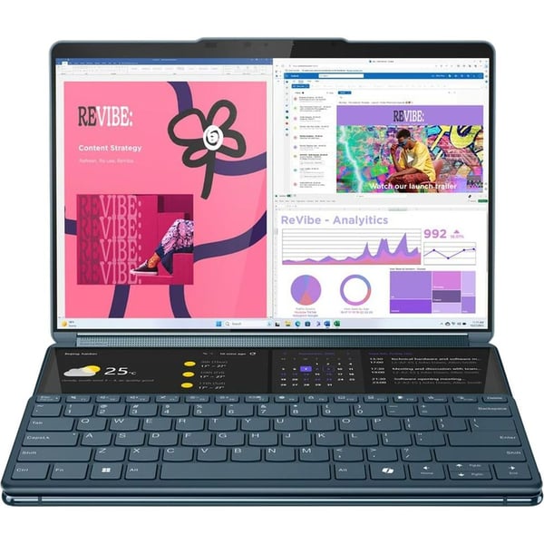 Lenovo Yoga Book 9 13IMU9 2-in-1 Convertible (2024) Laptop - 1st Series / Intel Core Ultra 7-155U / 13.3inch OLED / 1TB SSD / 16GB RAM / Shared Intel Graphics / Windows 11 Home / English & Arabic Keyboard / Tidal Teal / Middle East Version - [83FF000KAX]