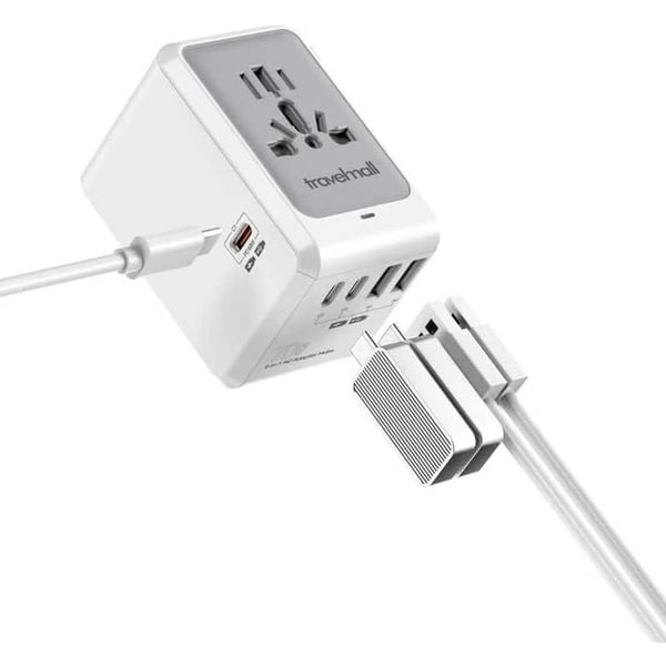 travelmall Travelmall Travel Adapter With Usb Hub Feature 5xusb Ports 3xusb-c 2xusb-a 70W Type: Adaptor | Color: White