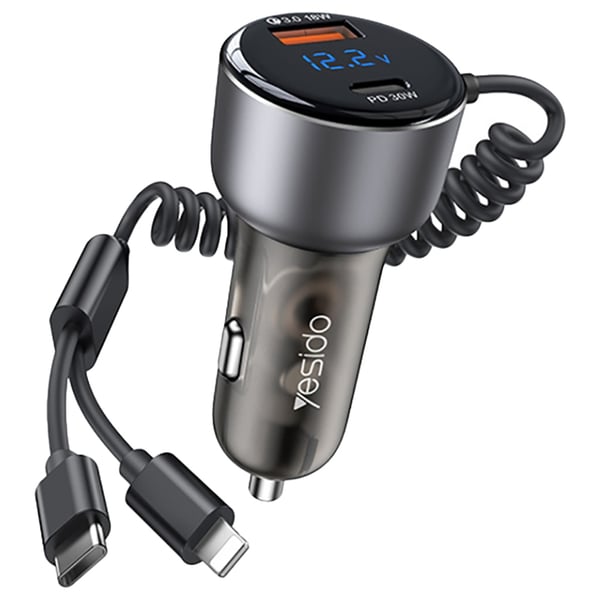 Yesido Dual Port Car Fast Charger Black