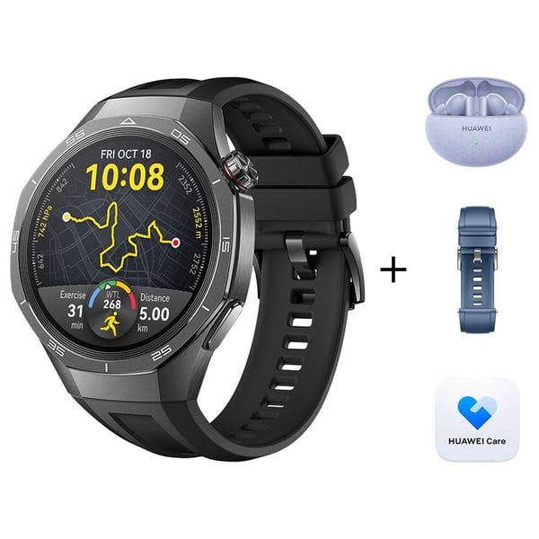 Buy Huawei Watch GT5 Pro Smart Watch 46mm Vili Black Strap Freebuds 5i VLI B29 Online in UAE Sharaf DG