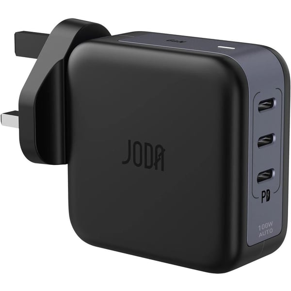 شاحن جداري جودا بثلاثة منافذ USB-C وتقنية GaN لون أسود