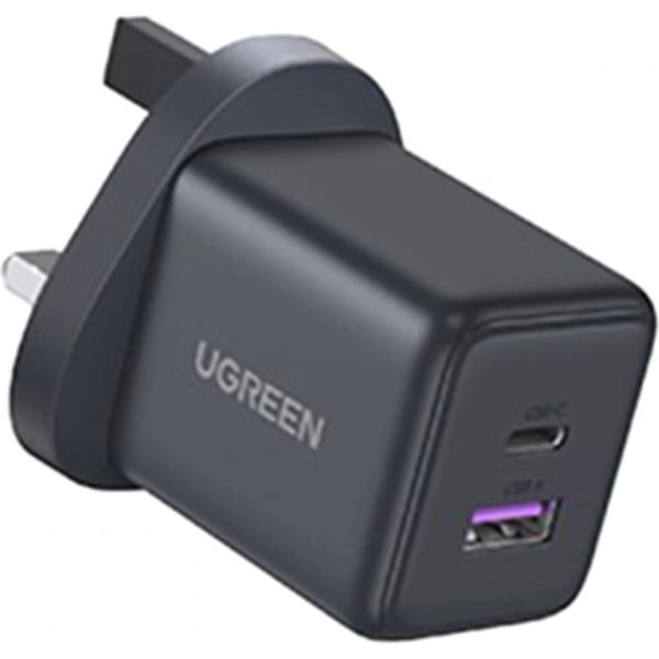 شاحن يوجرين X516 سريع بمنفذين USB-A وUSB-C لون رمادي 65036