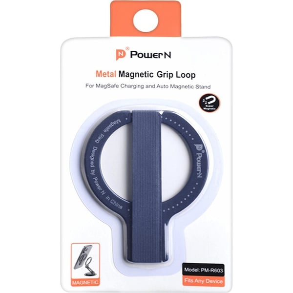 PowerN Magnetic Ring Charger with Phone Holder Black - PM-R603