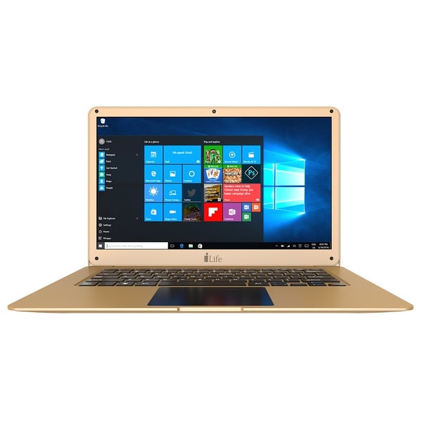 Ilife ZedAir H2 Laptop - Celeron 1.1GHz 3GB 500GB+32GB Shared Win10 14inch HD Gold English/Arabic Keyboard