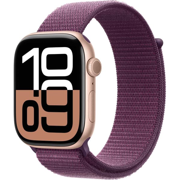 Buy Apple Watch Series 10 GPS 42mm Rose Gold Aluminum Case with Plum Sport Loop Online in UAE Sharaf DG
