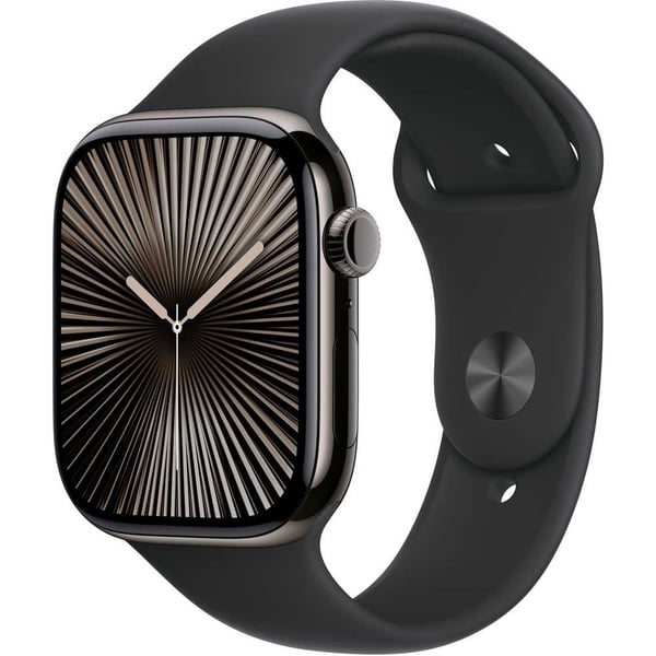 Buy Apple Watch Series 10 GPS Cellular 42mm Slate Titanium Case with Black Sport Band M L Online in UAE Sharaf DG