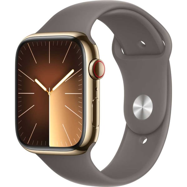 Apple Watch Series 9 GPS + Cellular 45mm Gold Stainless Steel Case with Clay Sport Band M/L – Middle East Version