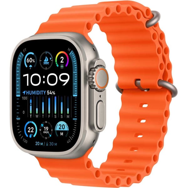 Buy Apple Watch Ultra 2 GPS Cellular 49mm Titanium Case with Orange Ocean Band Middle East Version Online in UAE Sharaf DG