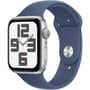 Apple Watch SE (2024) GPS 44mm Silver Aluminum Case with Denim Sport Band - M/L