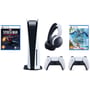 Sony PlayStation 5 Console (CD Version) White - Middle East Version with PS5 Horizon Forbidden West + Spider-Man Miles Morales + Extra Pulse 3d Wireless Headset + Extra Dualsense Controller Bundle
