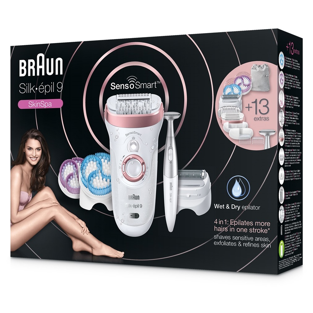 Braun Silk-épil 9 SensoSmart Wet and Dry,Cordless, Epilator - eXtra Bahrain