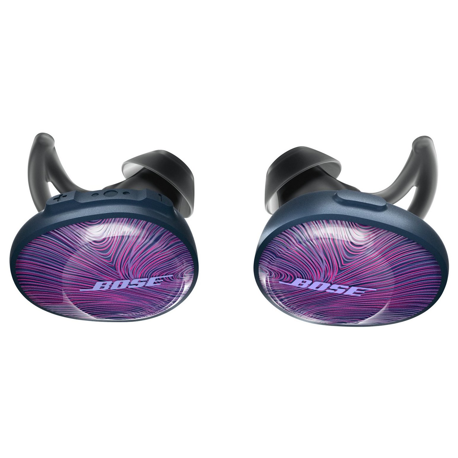 Наушники bose soundsport. Наушники беспроводные фиолетовые. Наушники Bose беспроводные с серьгой.