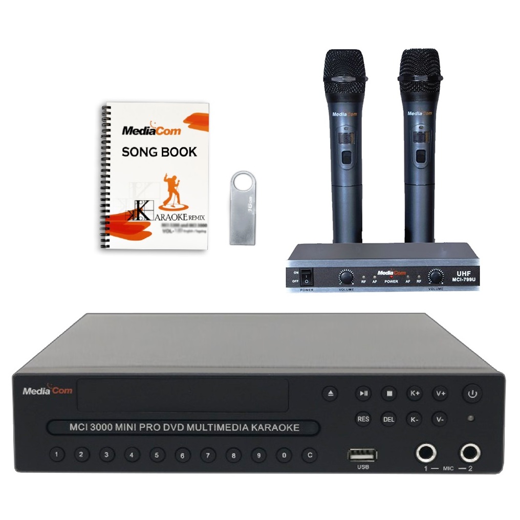 MediaCom MCI Mini Pro DVD Karaoke Player + Wireless Mics price in