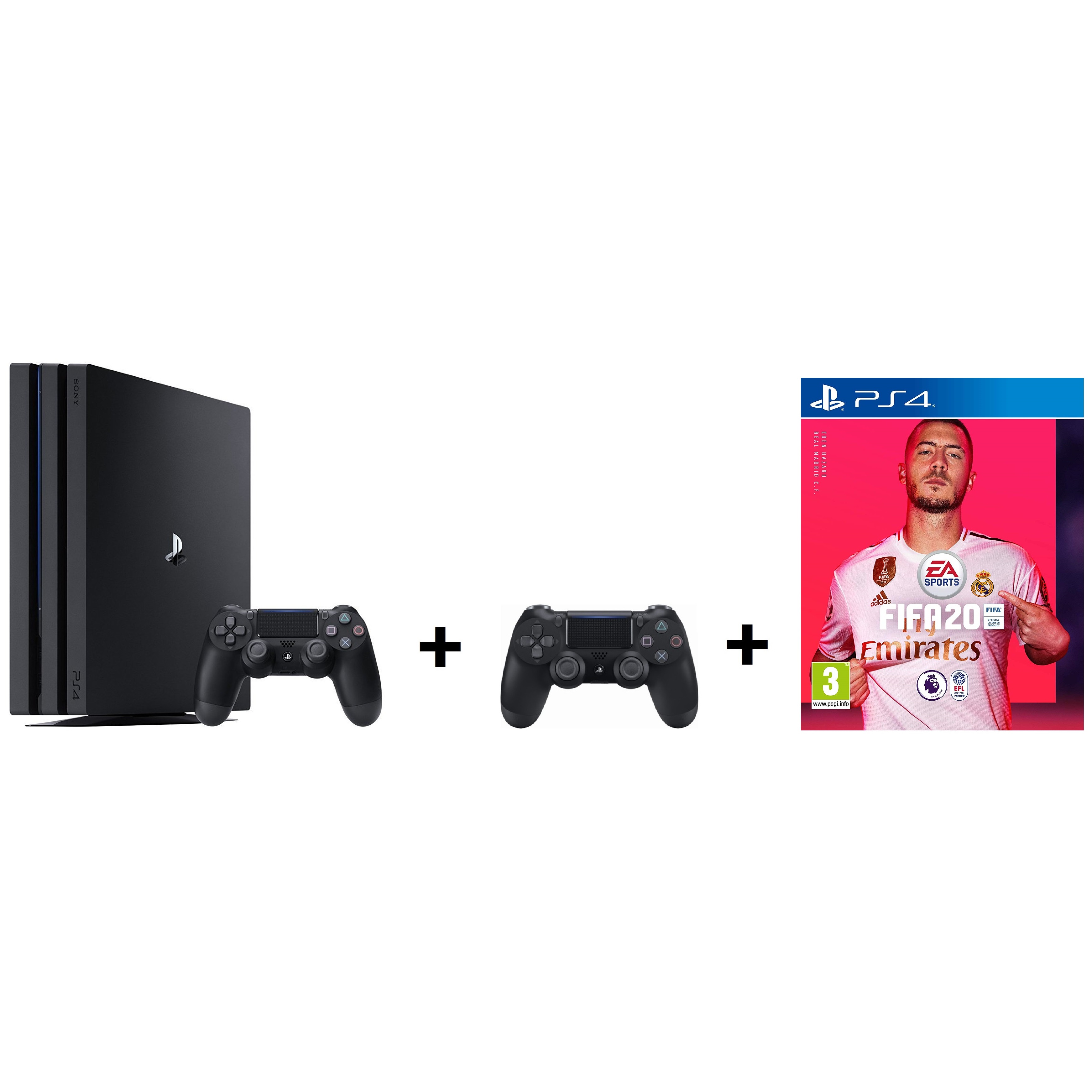 Buy Sony PS4 Pro Gaming Console 1TB Black + Extra + FIFA20 Game Online in UAE | Sharaf