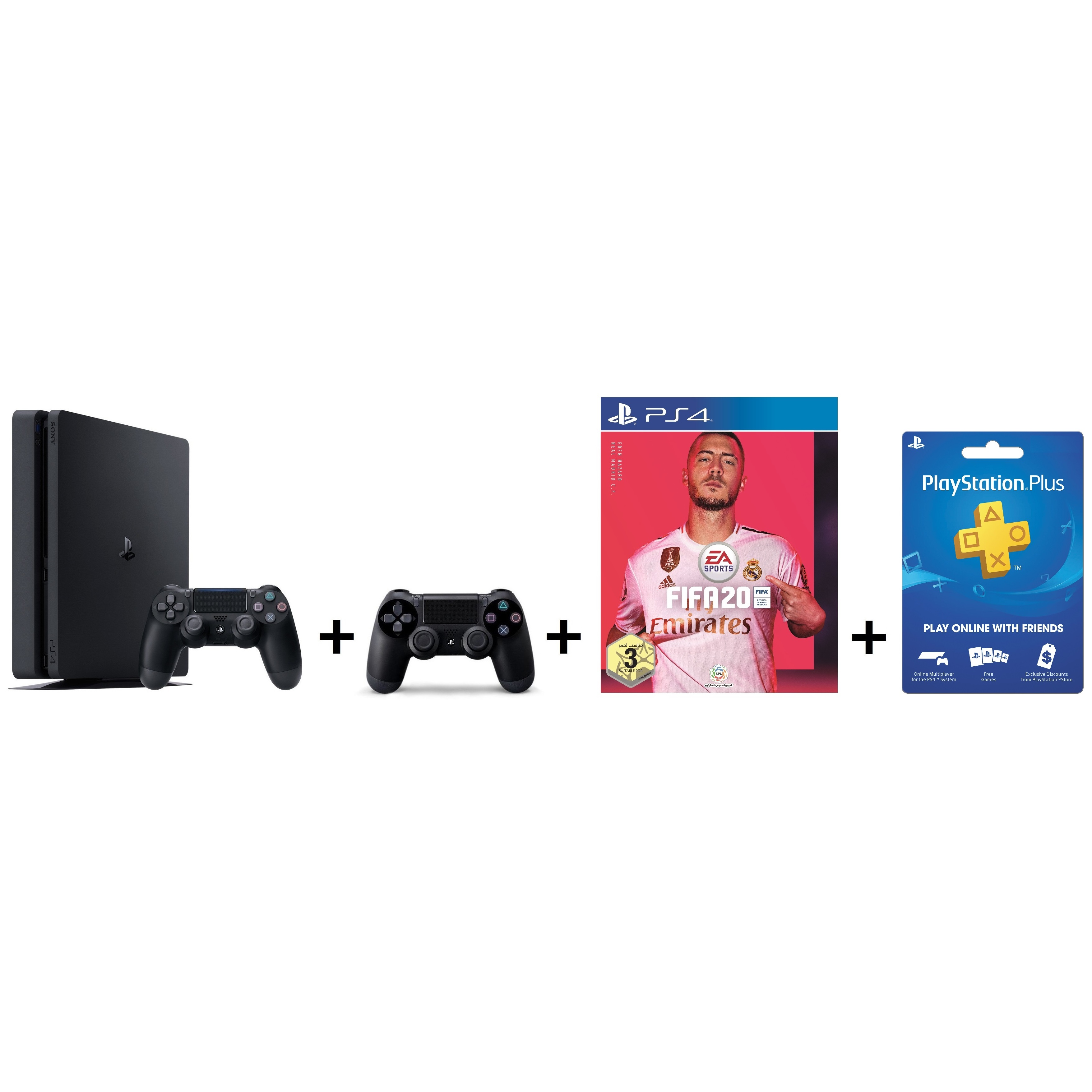 Sony PS4 Slim Gaming 1TB Black + Extra Controller + FIFA20 Game + PlayStation Plus Membership Card Bahrain, Buy Sony PS4 Slim Gaming Console 1TB Black + Extra Controller +