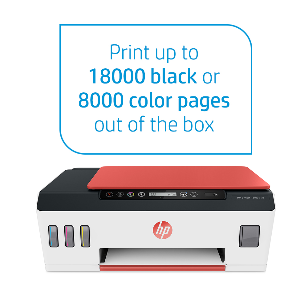 Buy HP Smart Tank 519 Wireless All-in-One, Print, Scan, Copy, All In One Printer, Print up to 18000 or 8000 pages – Black – Cyan [3YW73A] in UAE | Sharaf