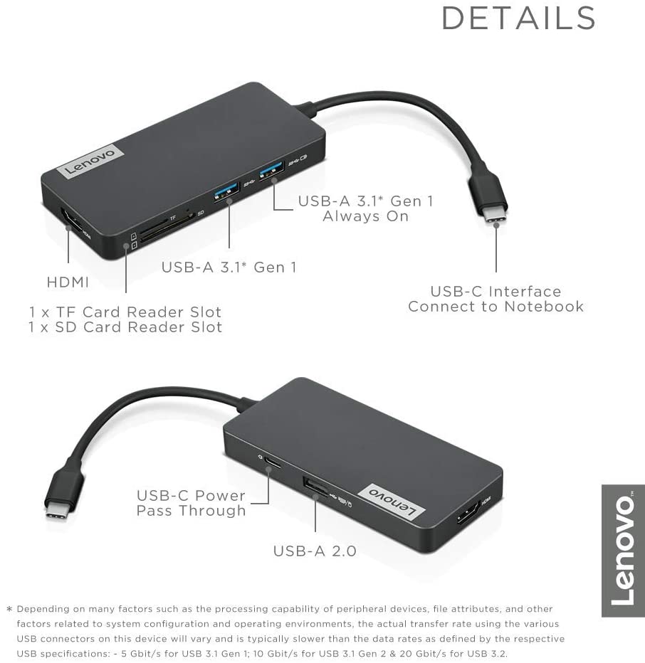 handikap Nord Vest dobbeltlag Buy Lenovo USB-C 7 in 1 Hub Docking Station GX90T77924 Online in UAE |  Sharaf DG