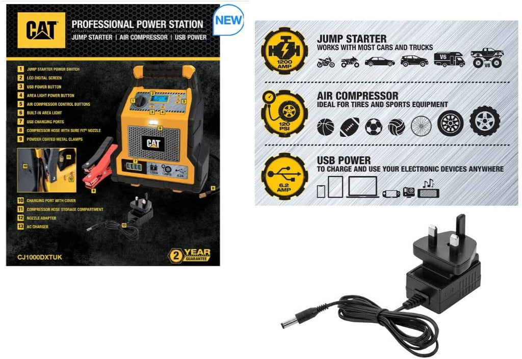 Buy CAT Professional Power Station 1200amp Jump Starter, Portable Usb  Charger And Air Compressor- CJ1000DXTUK Online in UAE