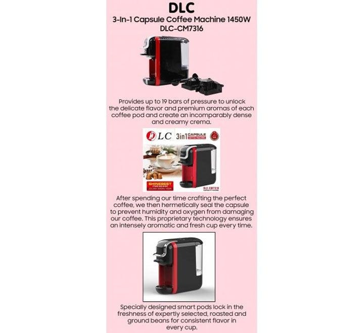 DLC 3 in 1 Coffee Machine 1450W 600ml