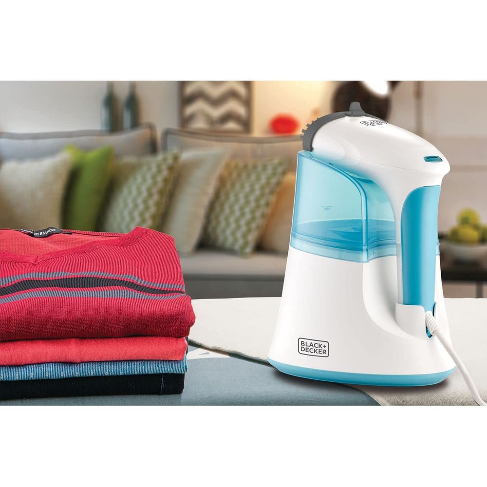 Black & Decker Handy Garment Steamer, 1200 Watt, White/Blue - HST1200, Best price in Egypt