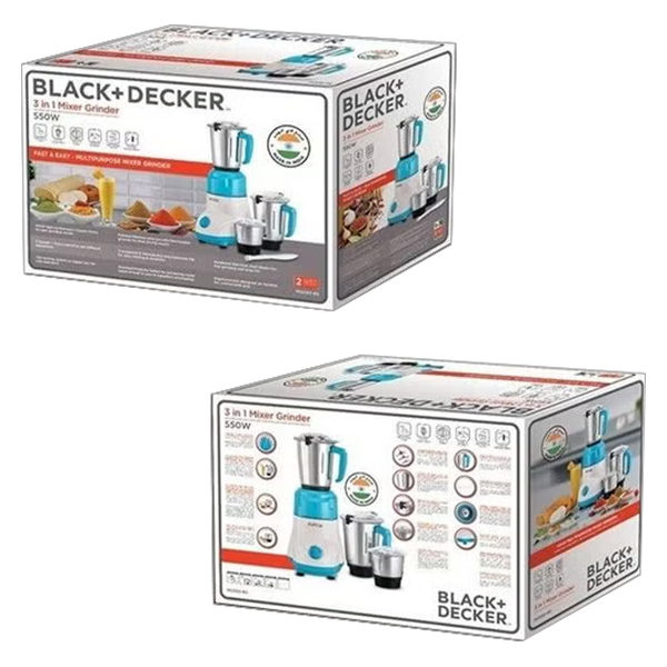 Black+Decker Multipurpose Mixer Grinder, 550 W with 2 Jars, MG550-B5 Online  at Best Price, Indian Mixers